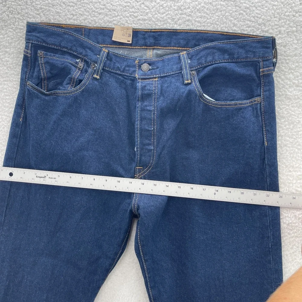 Levi's Jeans Men's 36x34 Blue 501 Original Straight Button Fly Dark Denim Grunge